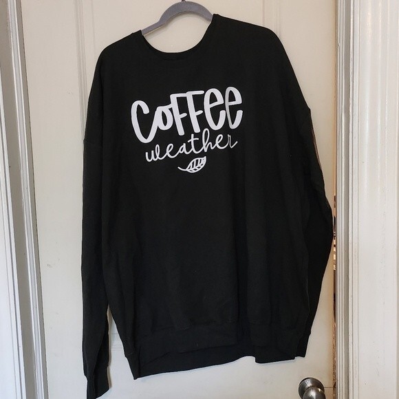 NWOT Tultex Coffee Weather Black and White Graphic Sweatshirt 3X - Picture 1 of 2